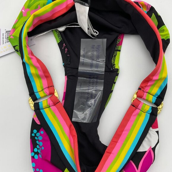 Trina Turk Tiki Off The Shoulder Ruffle Bandeau Shirred Ring Hipster Set 6 NWT - Picture 10 of 11